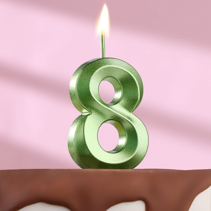 

Свеча в торт на шпажке «Грань», цифра "8",изумруд, 13 см, Зеленый