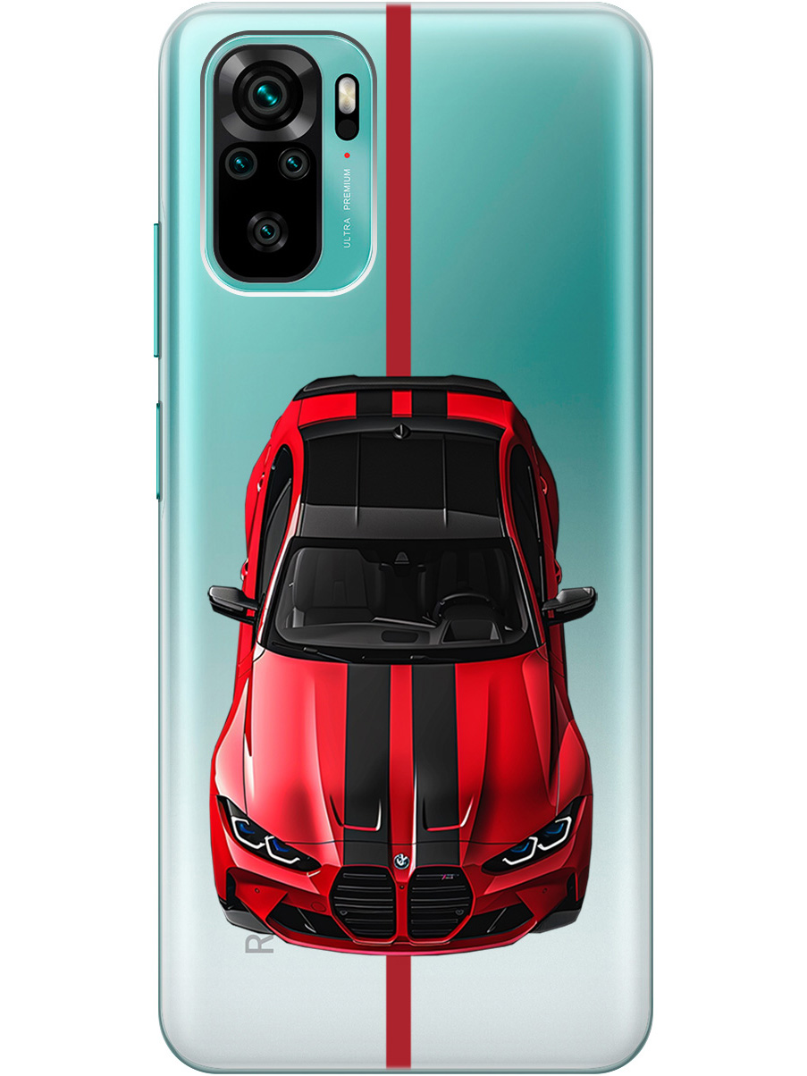 

Силиконовый чехол на Xiaomi Redmi Note 10/Note 10S, Poco M5s с принтом "Красный БМВ", Прозрачный;голубой, 725168251
