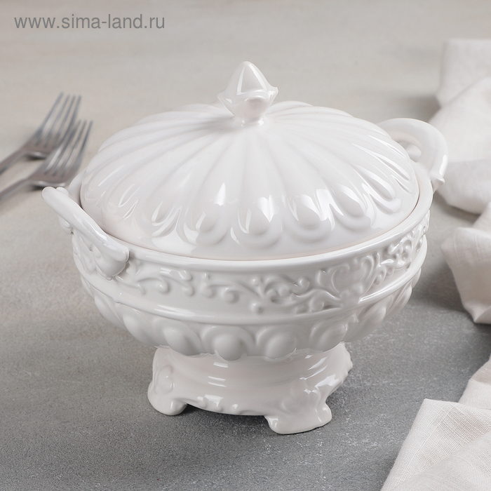 

Блюдо с крышкой «Винтаж», 20x16,5x15 см, Белый