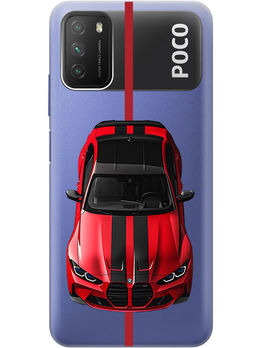 

Силиконовый чехол на Xiaomi Redmi 9T, Poco M3 с принтом "Красный БМВ", Прозрачный;голубой, 724142751