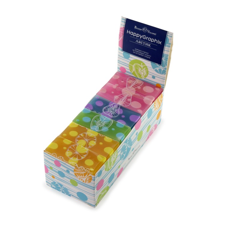 

Ластик Bruno Visconti "HappyGraphix" Fresh, 4 вида. Цена за 1 шт., Разноцветный, 42-0009