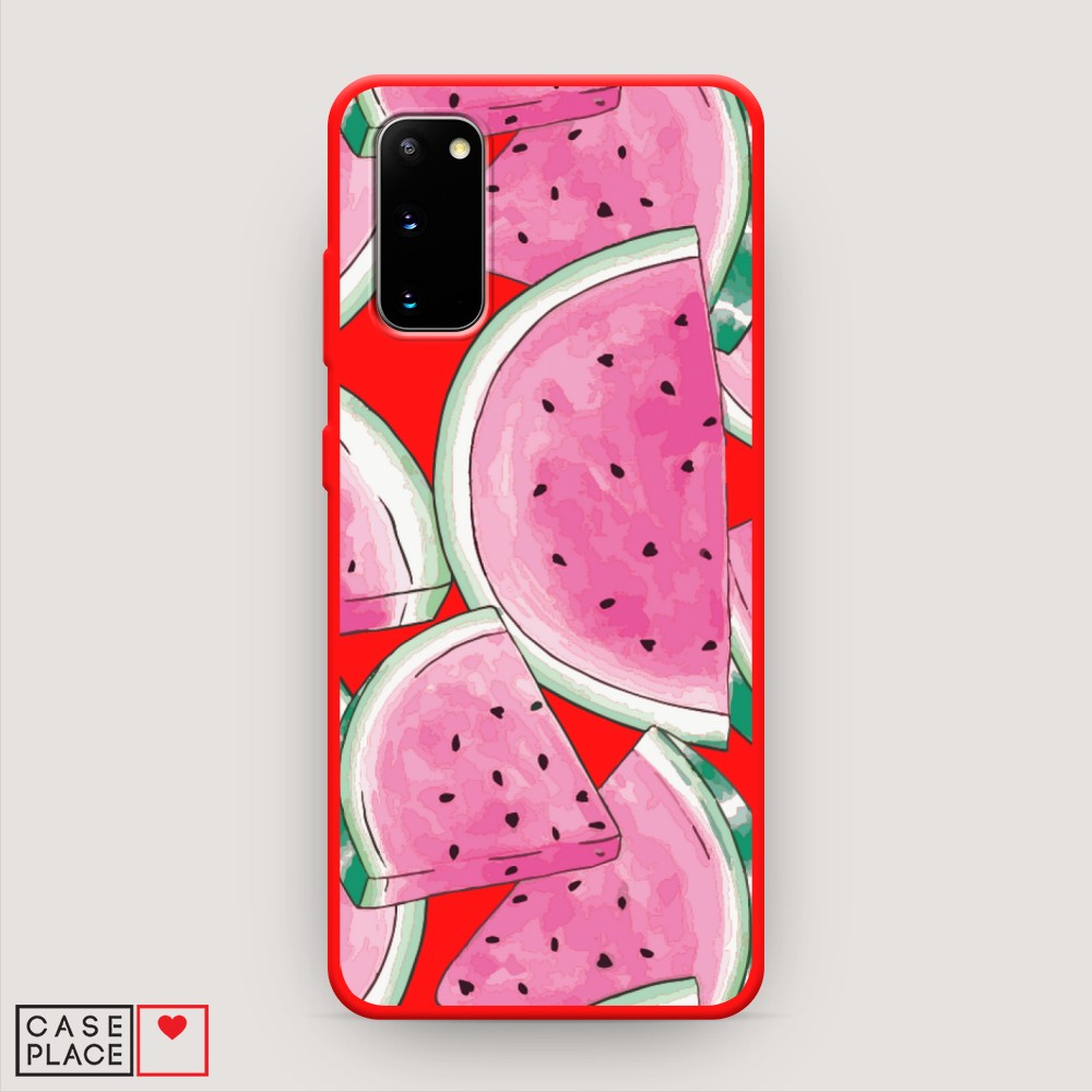 фото Матовый силиконовый чехол "акварельные арбузы" на samsung galaxy s20 awog