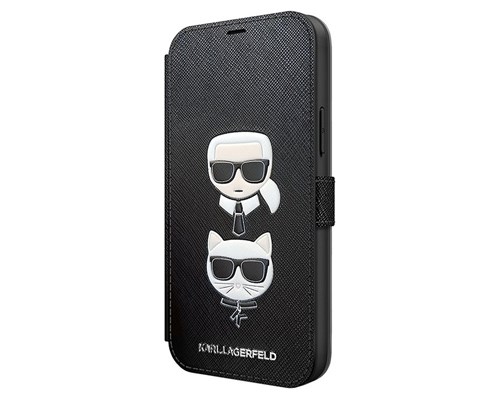 фото Чехол karl lagerfeld pu saffiano karl and choupette booktype black для iphone 12 pro max