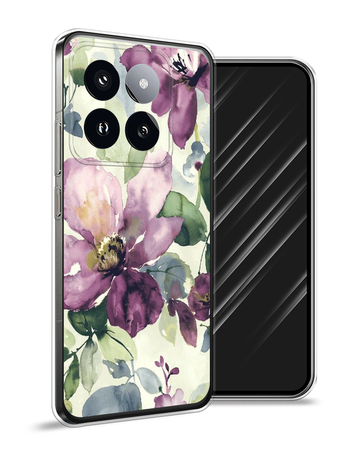 

Чехол Awog на Xiaomi 14 Pro "Сиреневые цветы-акварель", Фиолетовый, 320450-1