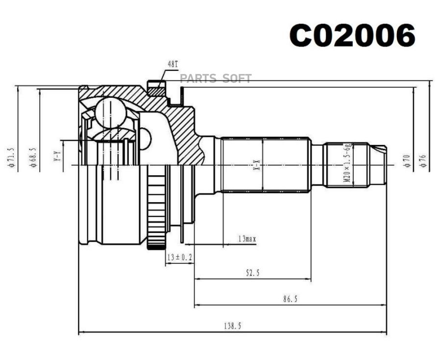 

SANGSIN BRAKE C02006 ШРУС внешний передний C02006