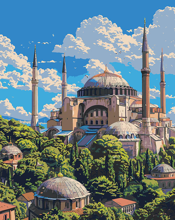 Картина по номерам Цветное Город Стамбул, Турция мечеть, религия