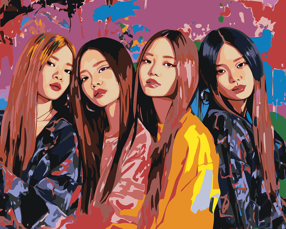 

Картина по номерам Цветное Группа BlackPink Блэк Пинк Джису, Дженни, Роза и Лиса 5