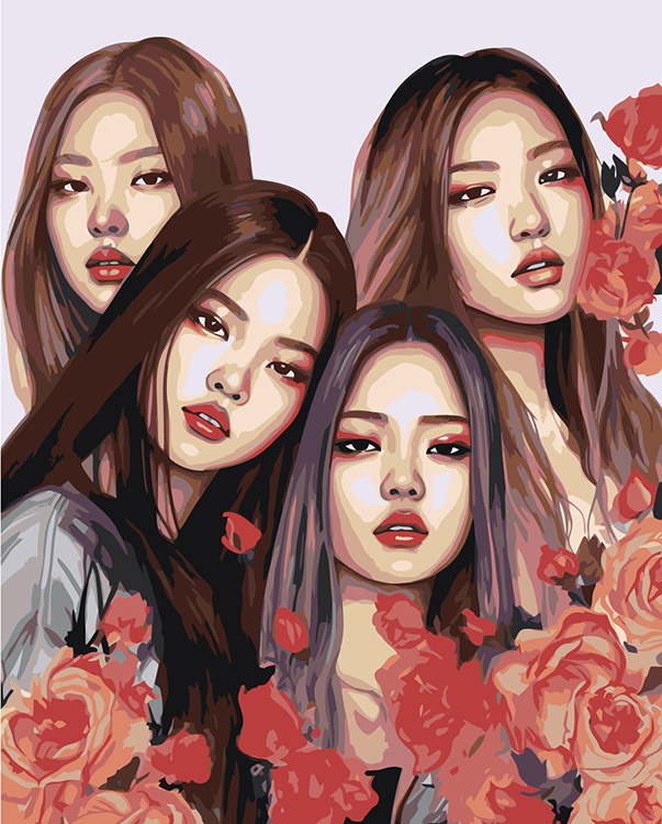 

Картина по номерам Цветное Группа BlackPink Блэк Пинк Джису, Дженни, Роза и Лиса 6