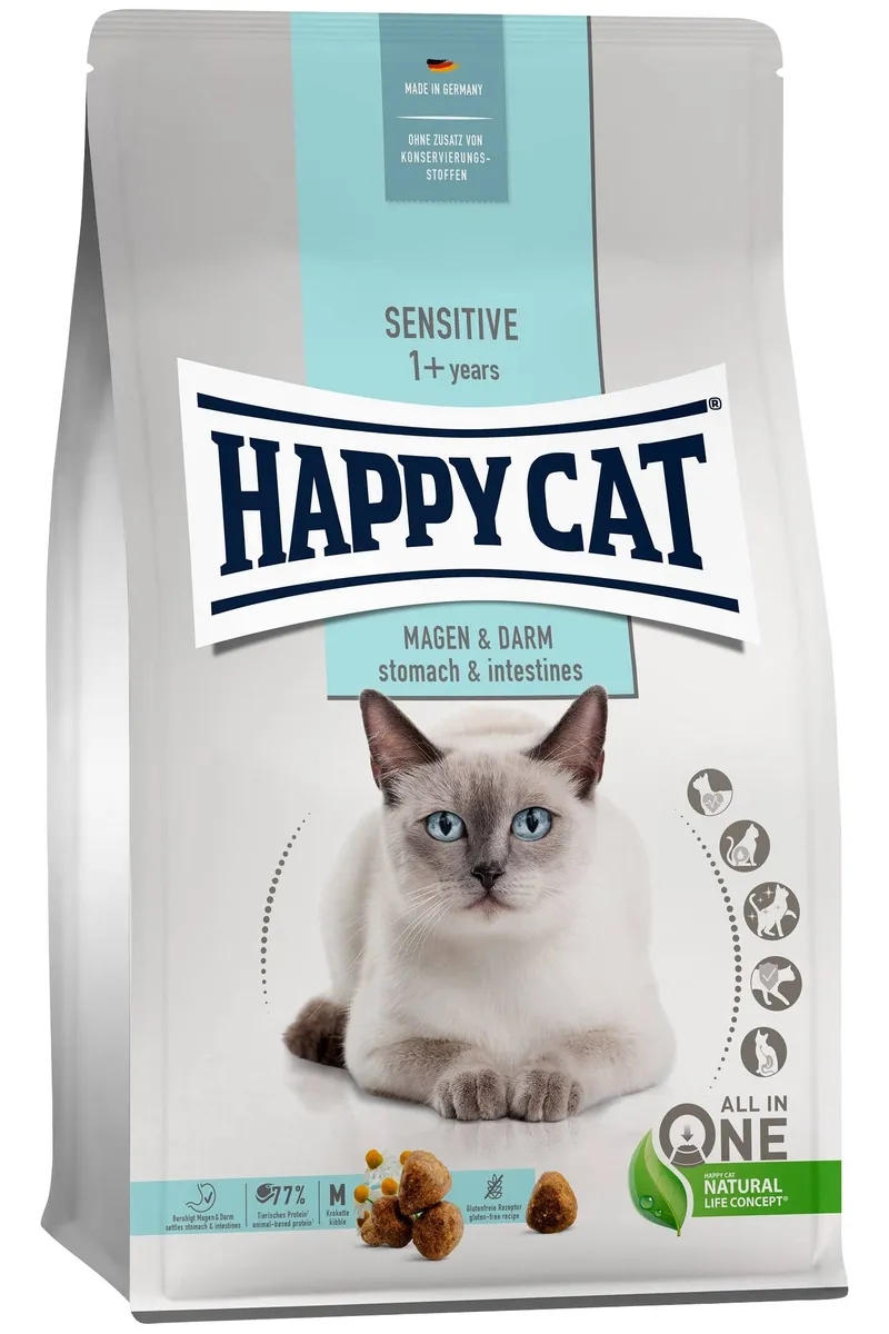 фото Сухой корм для кошек happy cat sensitive stomach, утка, 4кг