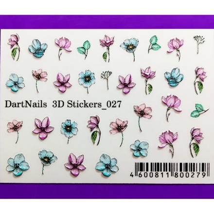 Купить 3D-стикер DartNails Цветы микс №027