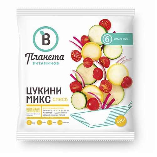 Смесь овощная Планета Витаминов Цукини микс быстрая заморозка 400 г 160₽