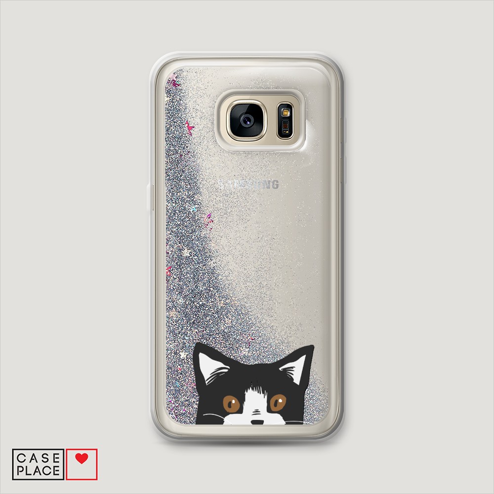 

Чехол Awog на Samsung Galaxy S6 Edge "Подглядывающий кот", Разноцветный, 24491-1