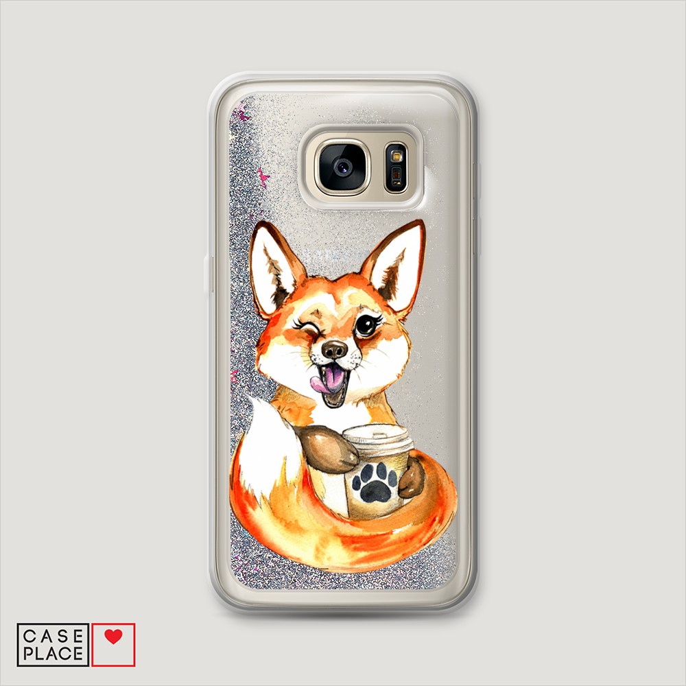 

Чехол Awog на Samsung Galaxy S6 Edge "Подмигивающая лиса с кофе", Разноцветный, 24491-1