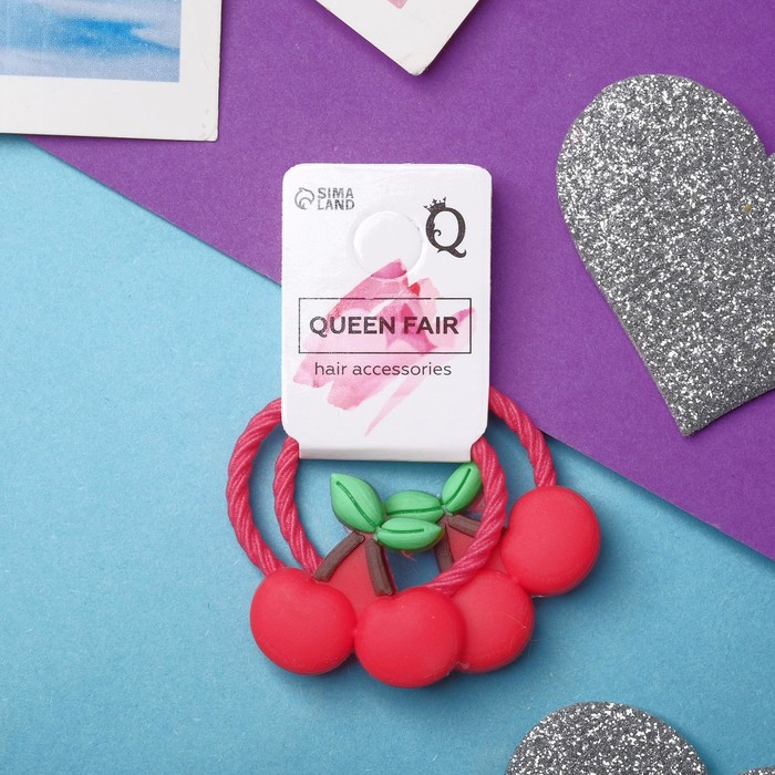 

Резинка для волос Queen fair Крошка набор 2 шт вишенки, красный 6 шт, Фрукты