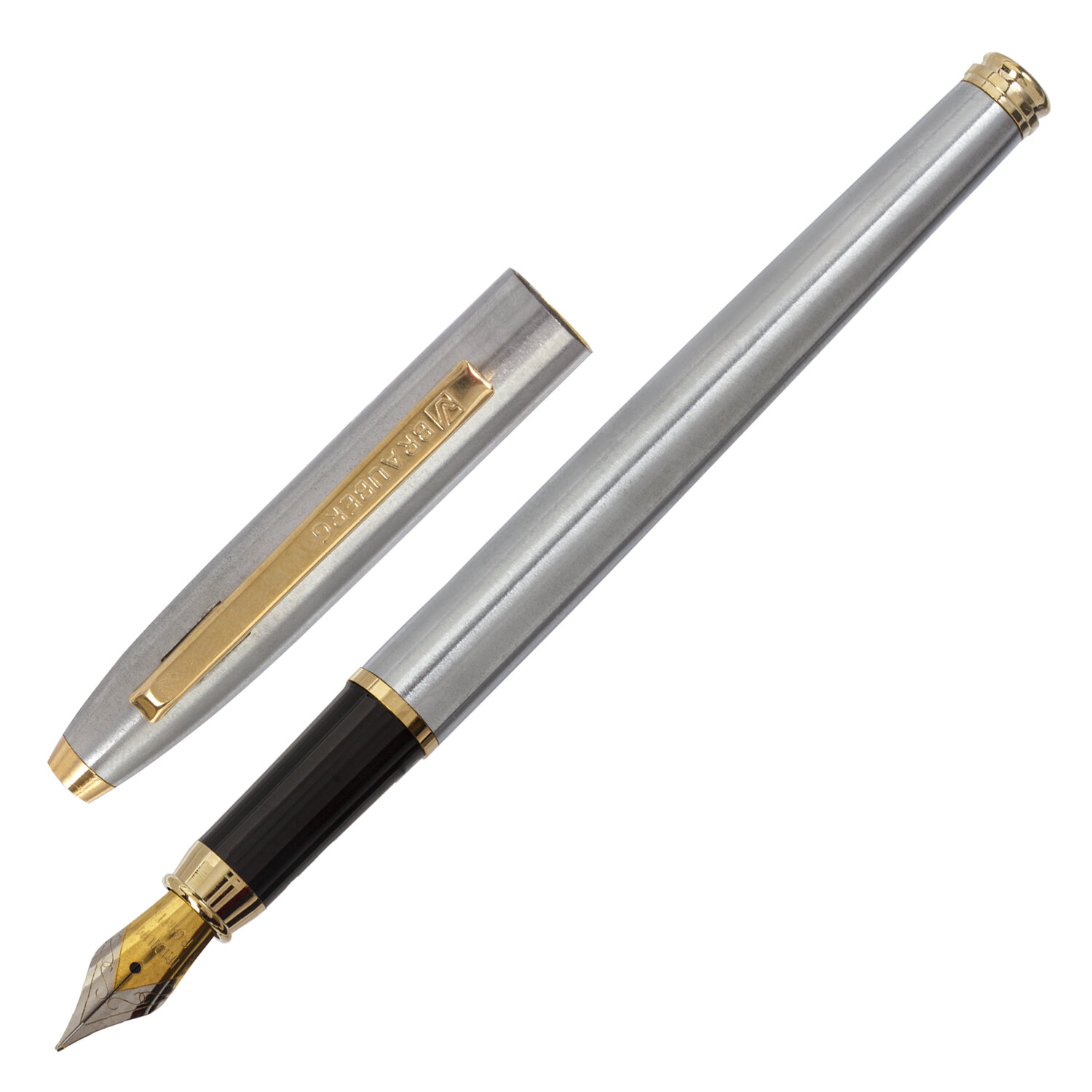 Перьевая ручка Brauberg Brioso 143464 корпус серебристый с золотистыми деталями