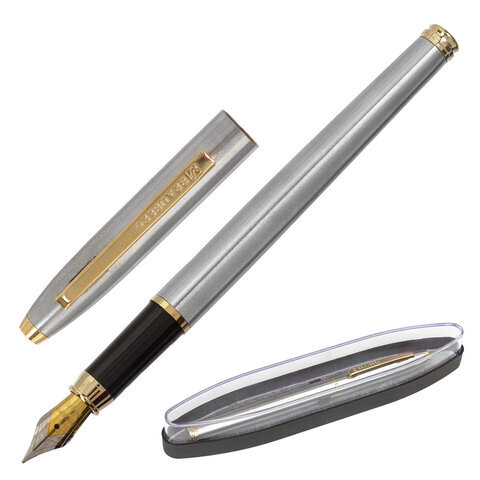 Перьевая ручка Brauberg Brioso 143464 корпус серебристый с золотистыми деталями синяя