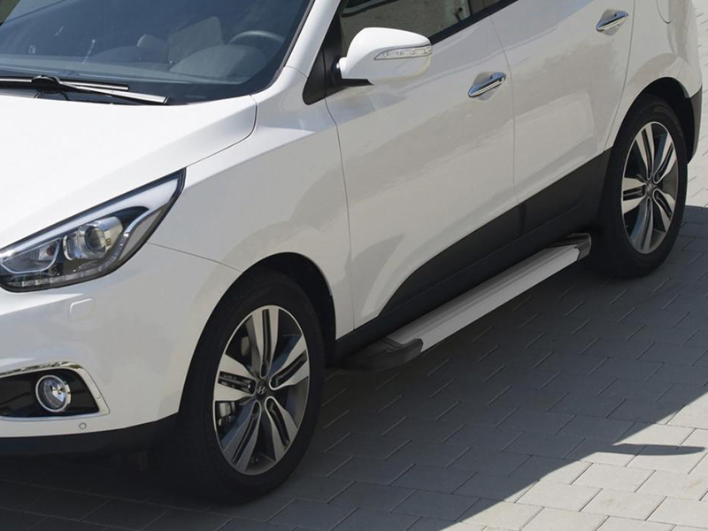 

Пороги площадки Rival на Хендай ix35 2010-2015 модель №1 Silver, алюминиевые