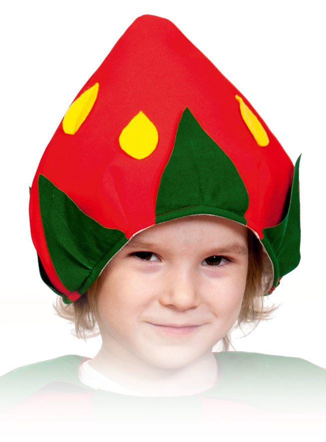 фото Карнавальная маска-шапка карнавалофф клубничка (размер 53-55)