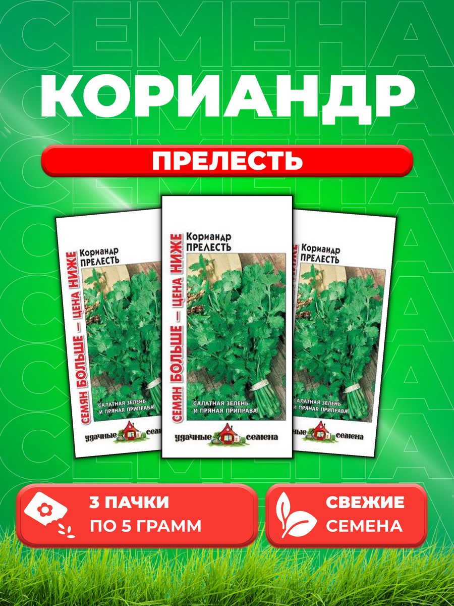 

Семена Кориандр Прелесть 5,0 г Уд. с. Семян больше 3уп