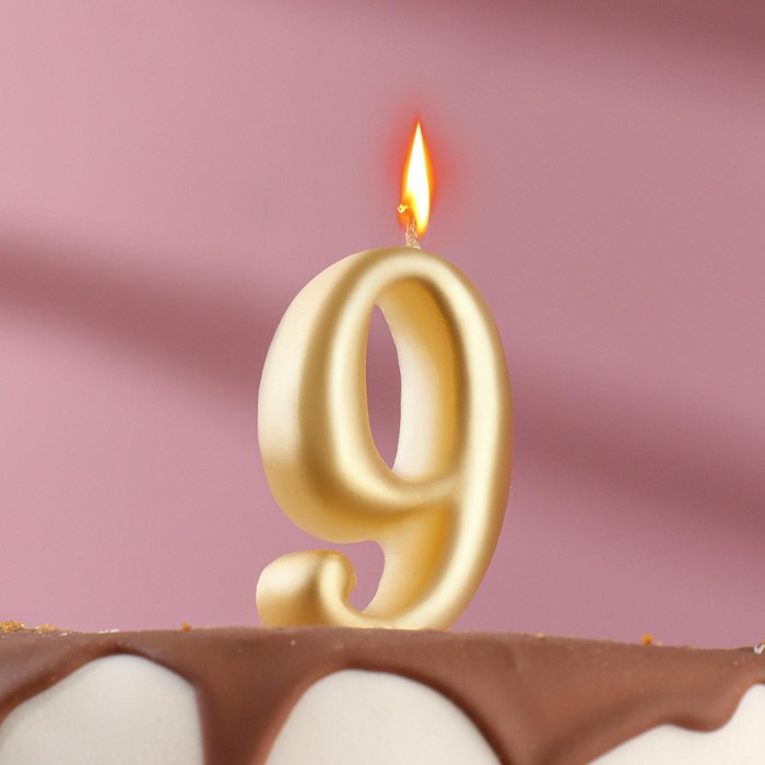 

Свеча для торта цифра "Овал" золотая "9", большая, 5,5 см, Золотистый