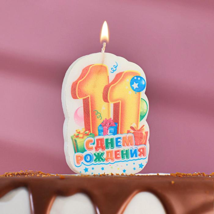 

Свеча для торта цифра "С Днём Рождения" "11" красная, 6,5 см, Разноцветный