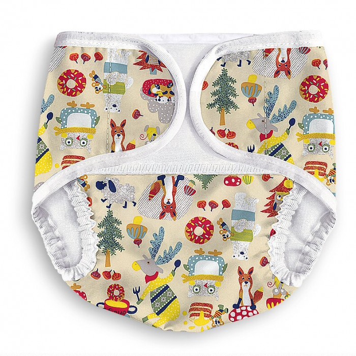 фото Трусики multi diapers original, с карманом для сменного вкладыша, размер с, 7-18 кг, лисы multi-diapers