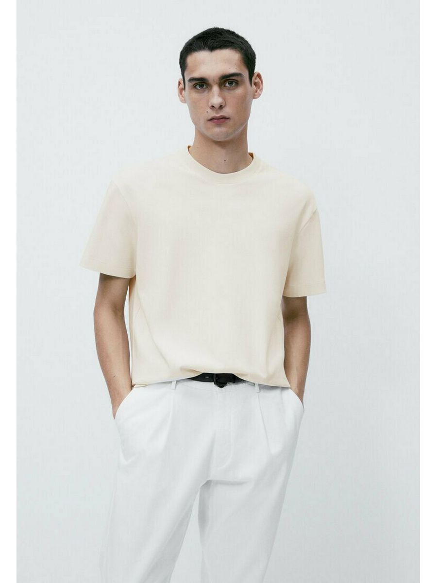 

Футболка мужская Massimo Dutti M3I22O06M бежевая L, Бежевый, M3I22O06M