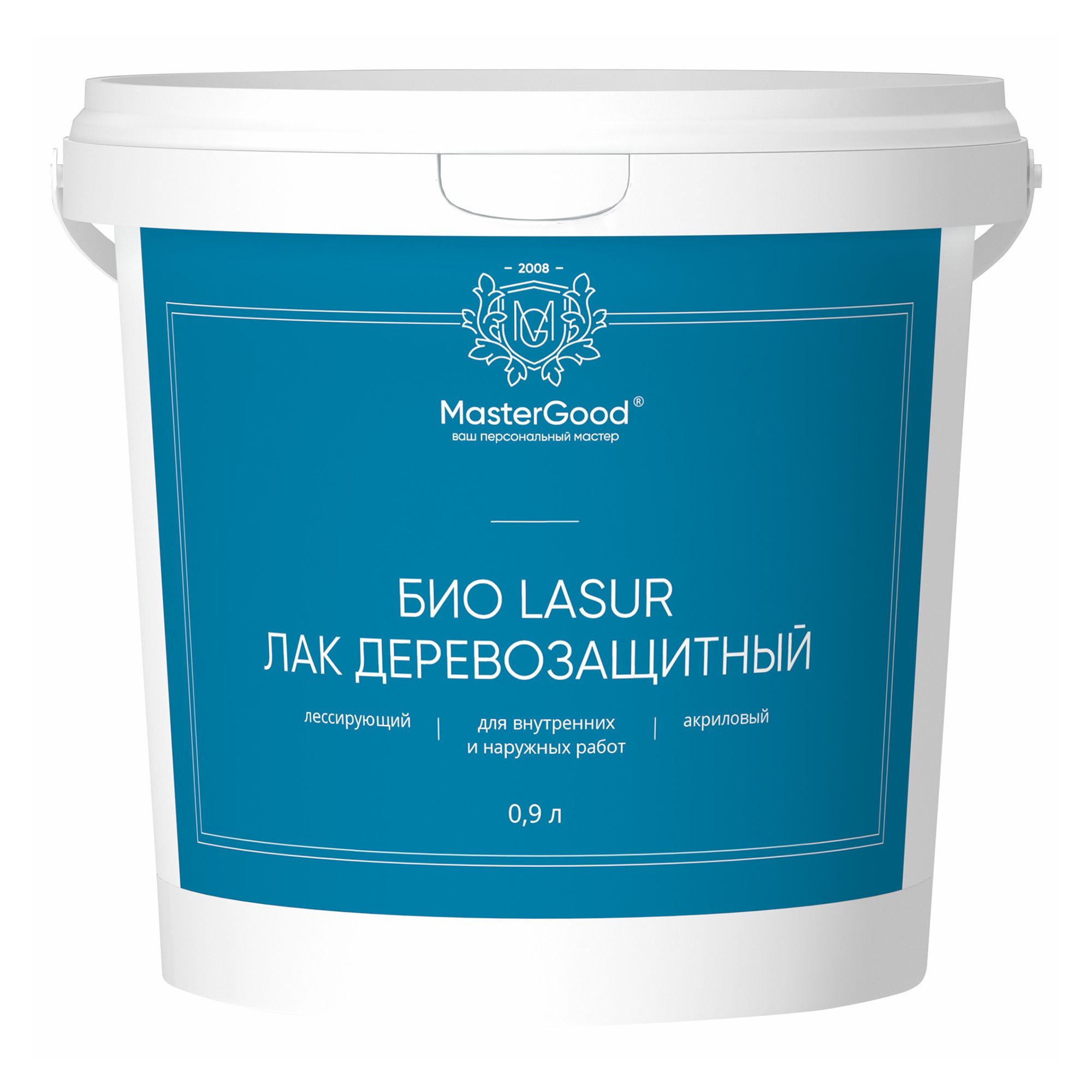 Лак деревозащитный MasterGood Био Lasur сатиновый 09 л 270₽