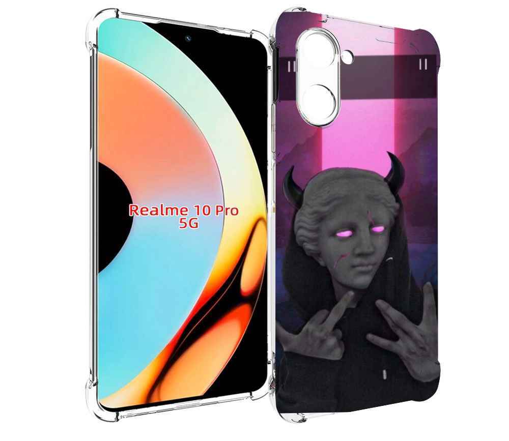 

Чехол бампер MyPads глитч-статуя для Realme 10 Pro противоударный, Прозрачный, Tocco
