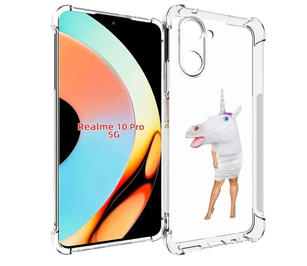

Чехол бампер MyPads голова-единорога для Realme 10 Pro противоуд..., Прозрачный, Tocco