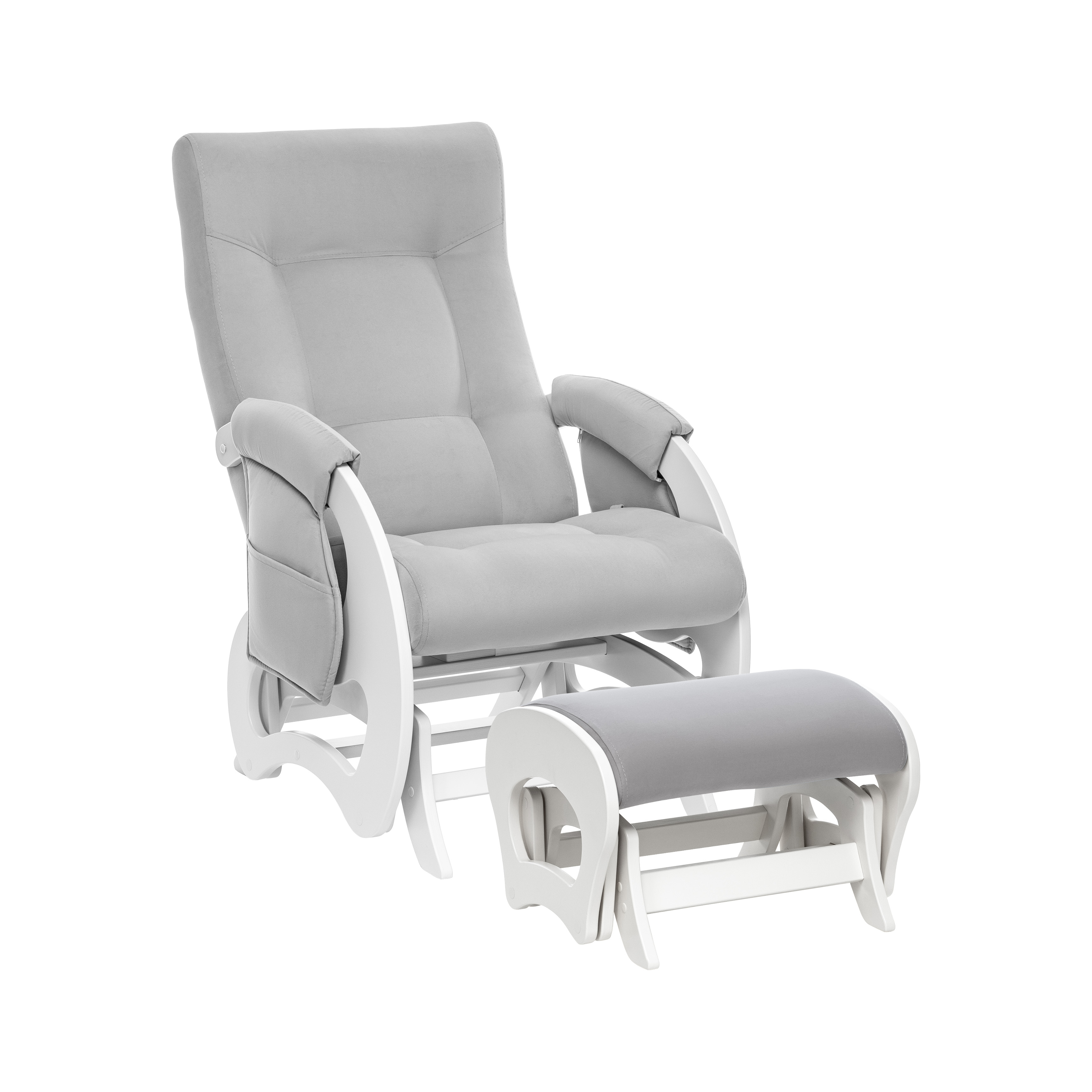 Кресло-глайдер и пуф для мамы для кормления Milli Ария Дуб молочныйV51 Light Grey кресло для мамы milli пуф uni молочный дуб
