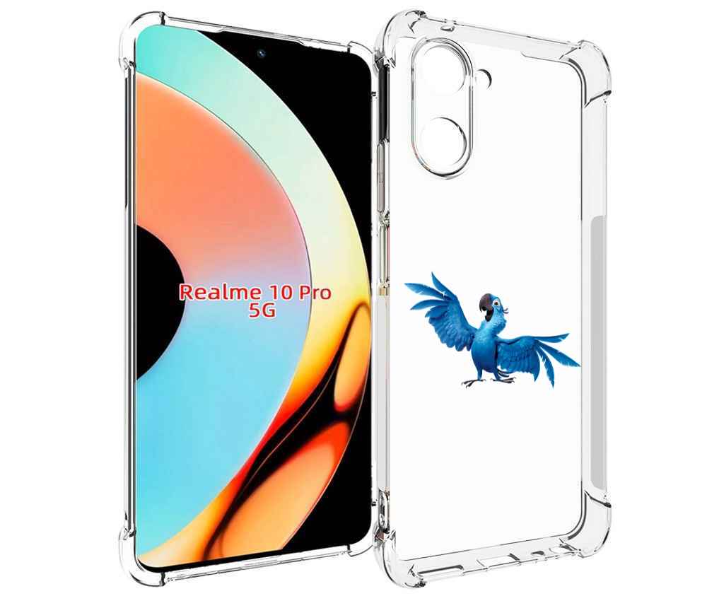 

Чехол бампер MyPads голубой-попугайчик для Realme 10 Pro противо..., Прозрачный, Tocco