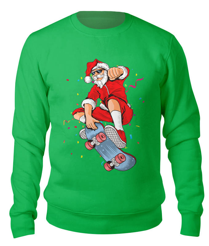 

Свитшот унисекс Printio Extreme santa зеленый M, Extreme santa