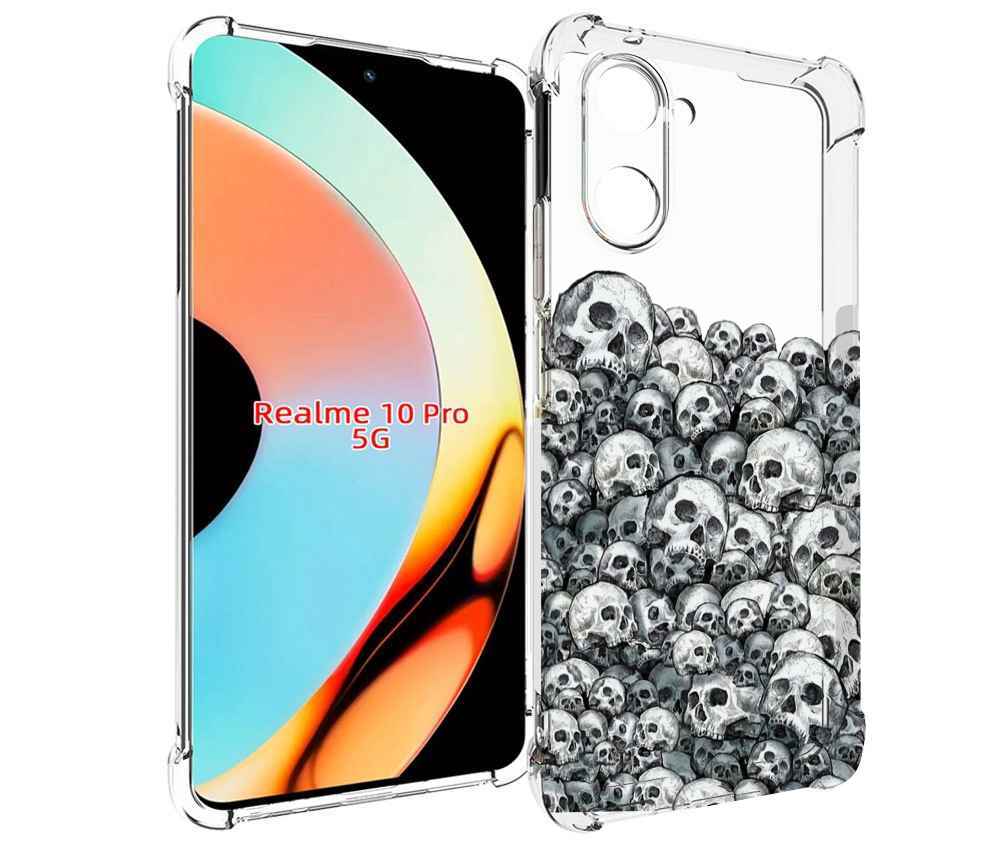 

Чехол бампер MyPads гора из черепов для Realme 10 Pro противоуда..., Прозрачный, Tocco