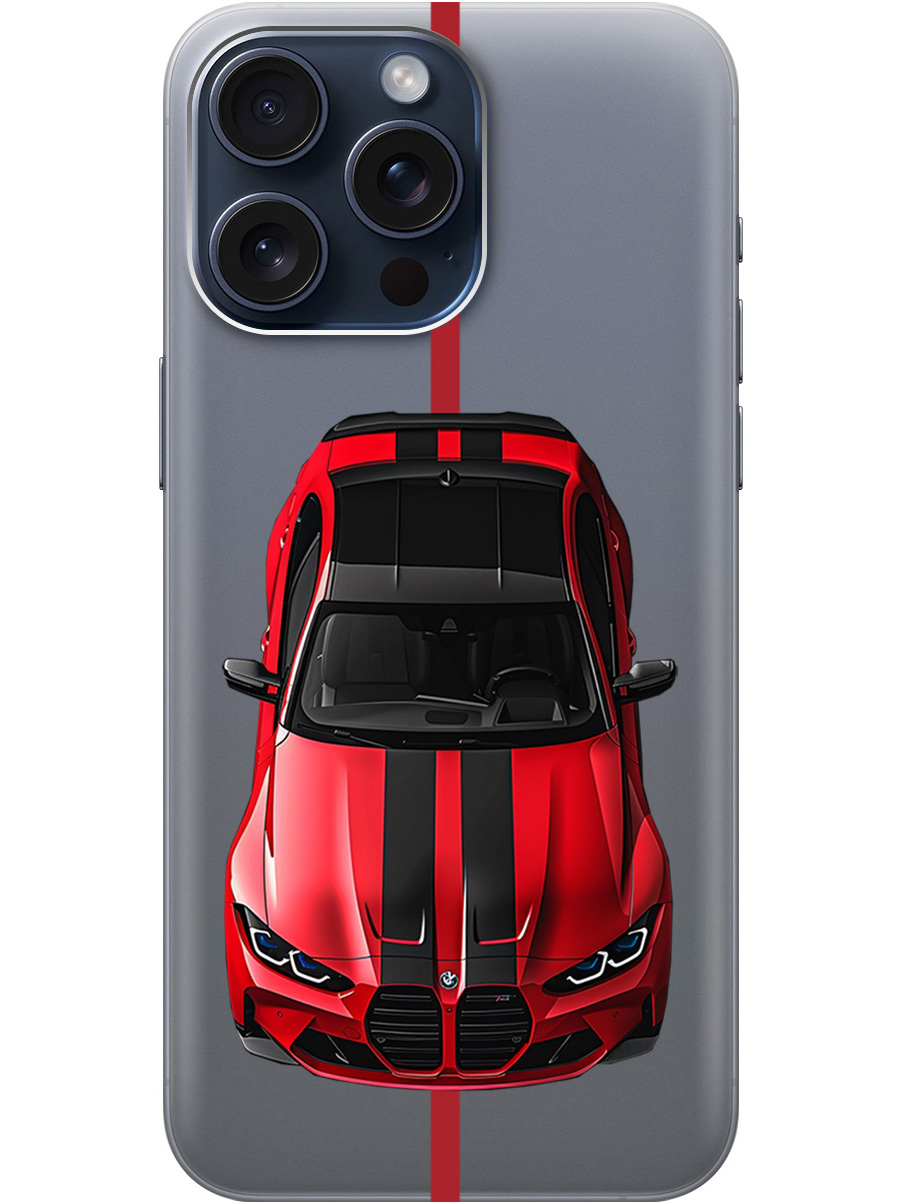 

Силиконовый чехол на Apple iPhone 15 Pro Max с принтом "Красный БМВ", Прозрачный;голубой, 775148151