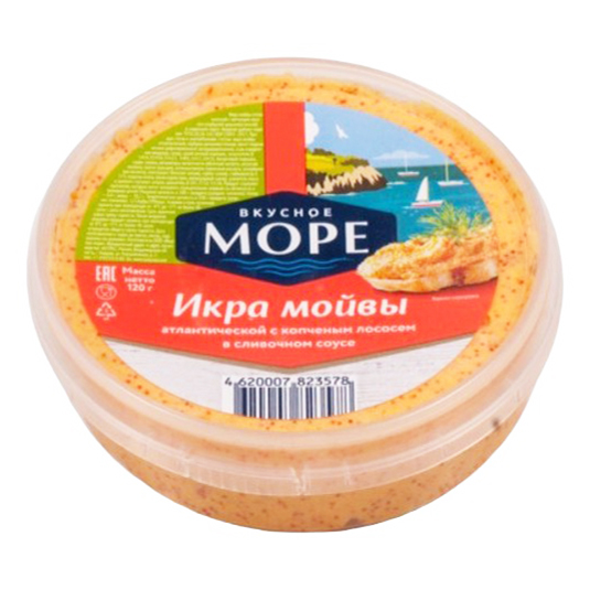 

Икра мойвы атлантической Вкусное Море с копченым лососем в сливочном соусе 120 г