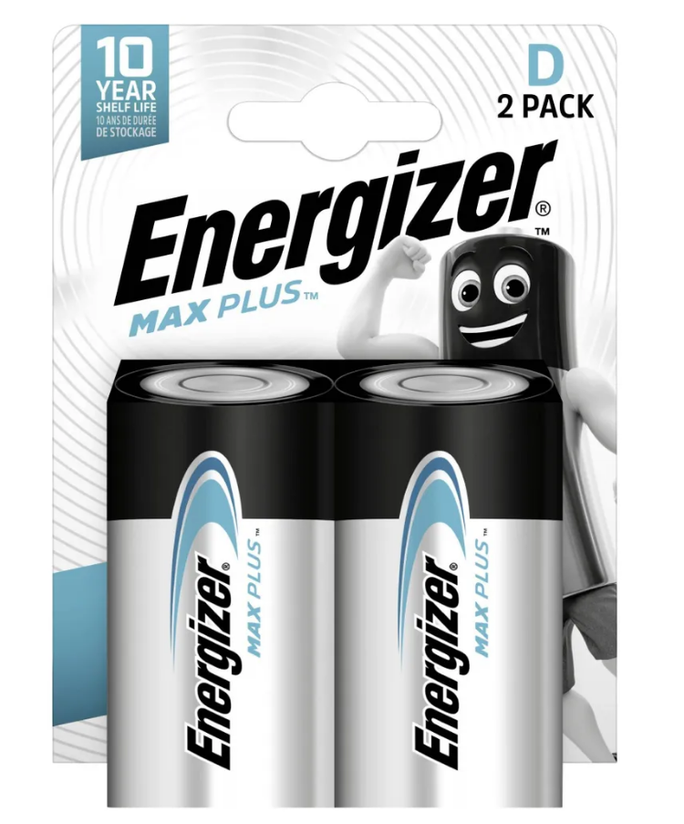 

Батарейки Energizer Max Plus D LR20, алкалиновые 2 шт, Max Plus D / LR20