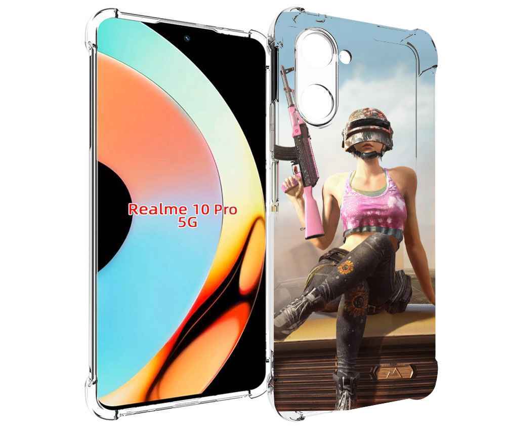 

Чехол бампер MyPads девушка из PUBG для Realme 10 Pro противоуда..., Прозрачный, Tocco