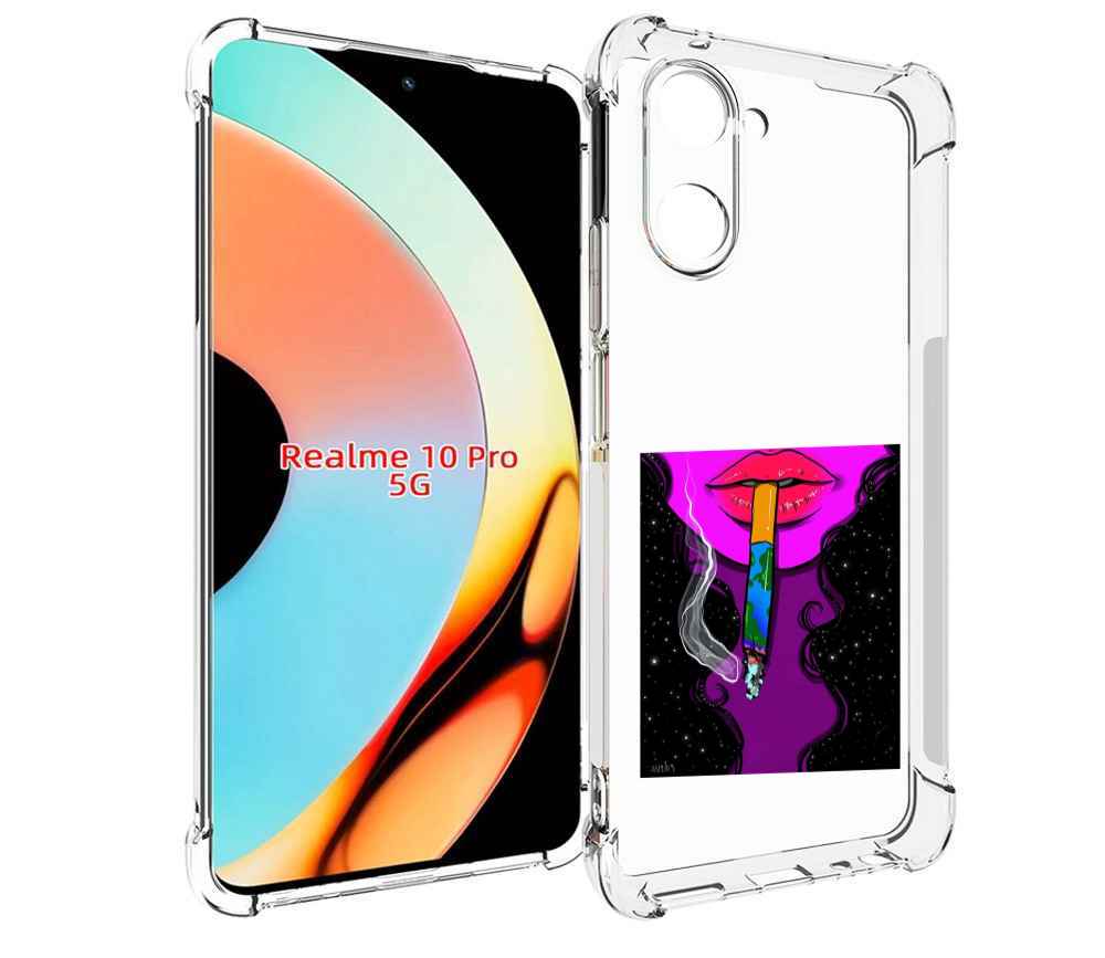 

Чехол бампер MyPads девушка курит землю женский для Realme 10 Pr..., Прозрачный, Tocco