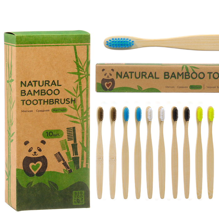 Зубная щетка Bio Eco бамбуковая жесткая, микс цветов, 10 шт паучьи миры нуль паук