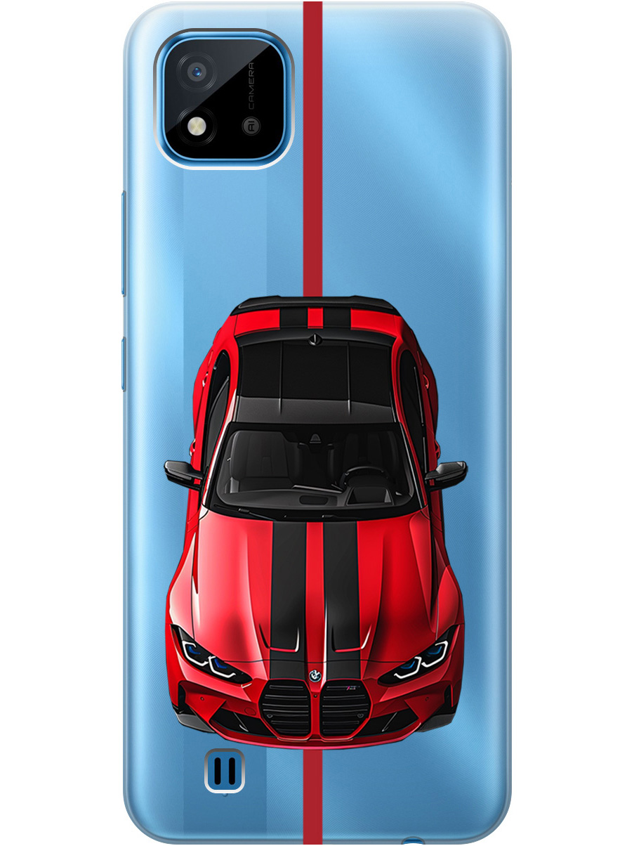 

Силиконовый чехол на Realme C20/C11 (2021) с принтом "Красный БМВ", Прозрачный;голубой, 726147451