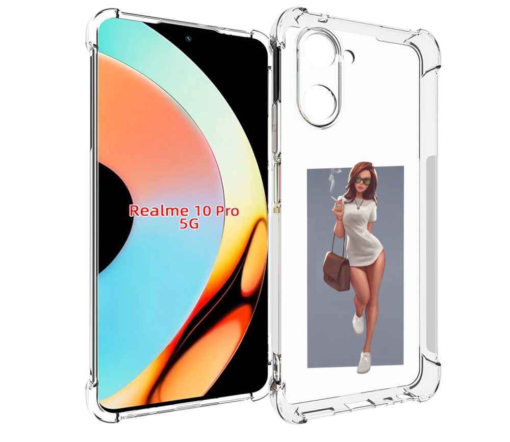 Чехол бампер MyPads девушка-в-белой-футболке женский для Realme ...