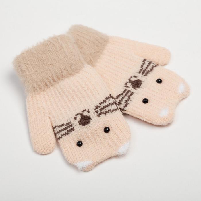 

Варежки детские MINAKU с мордочкой, 12 см, цв.молочный, MINAKU: Сozy Winter