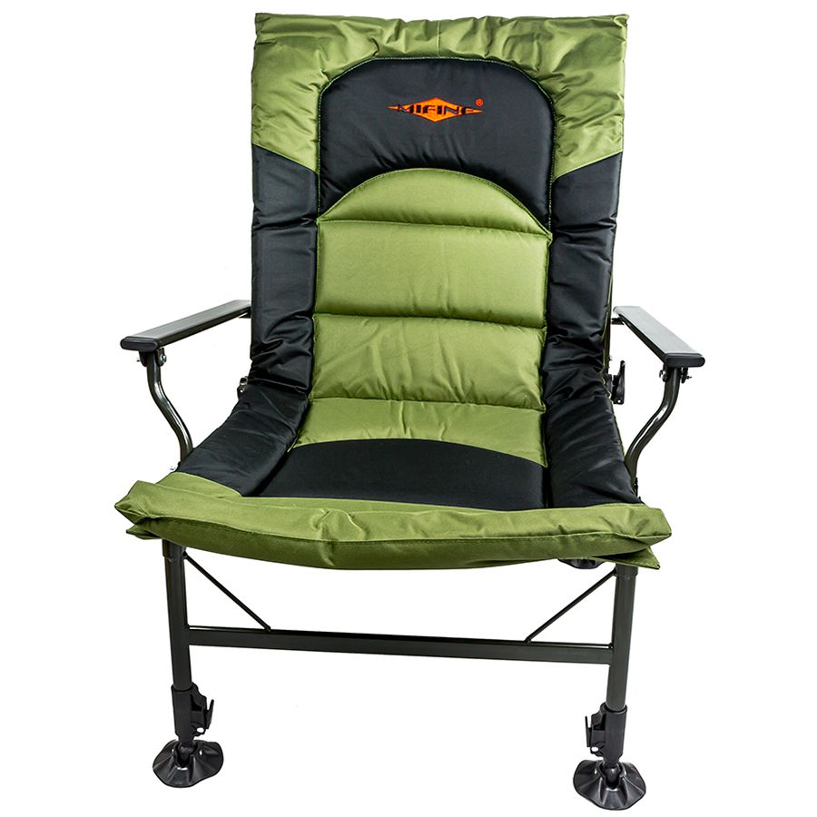 Кресло складное Mifine 55065 с подлокотниками 94/105*49*66 см до 120кг, цв. зелён/Чёрный