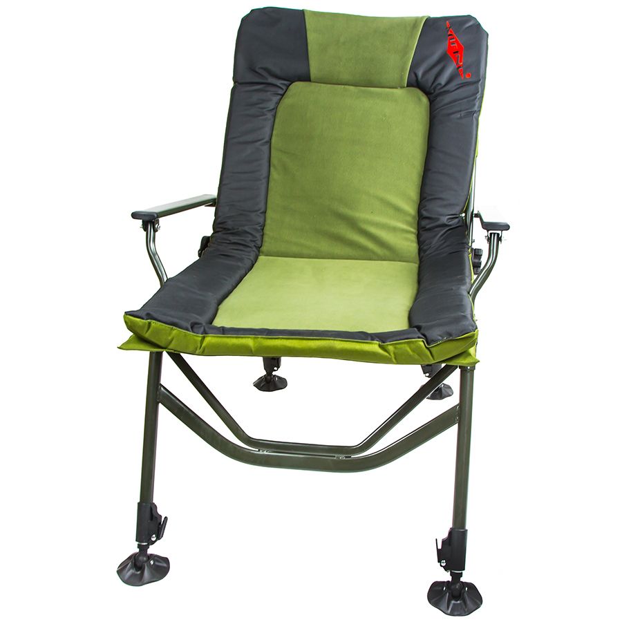 Кресло складное Mifine 55066 с подлокотниками 45/105*55*62 см до 140кг, цв. зелён/Чёрный