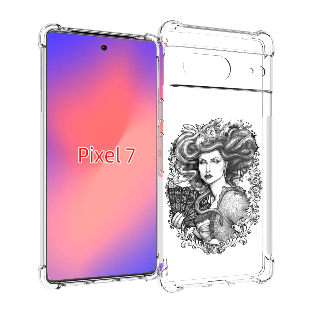 

Чехол Mypads Медуза Черно Белый Для Google Pixel 7, Прозрачный, Tocco