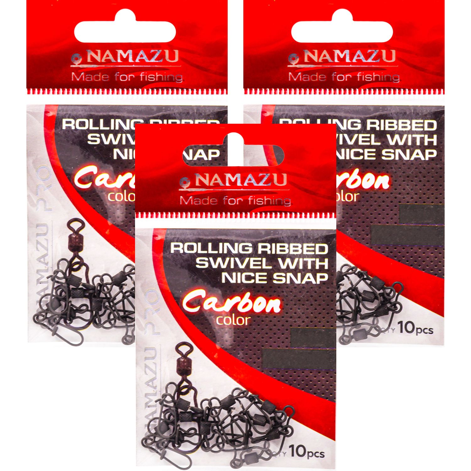

Вертлюг с застёжкой Namazu Pro ROLLING RIBBED SWIVEL WITH NICE SNAP Carbon #05, 35кг 30шт, Черный, аксессуары new stl