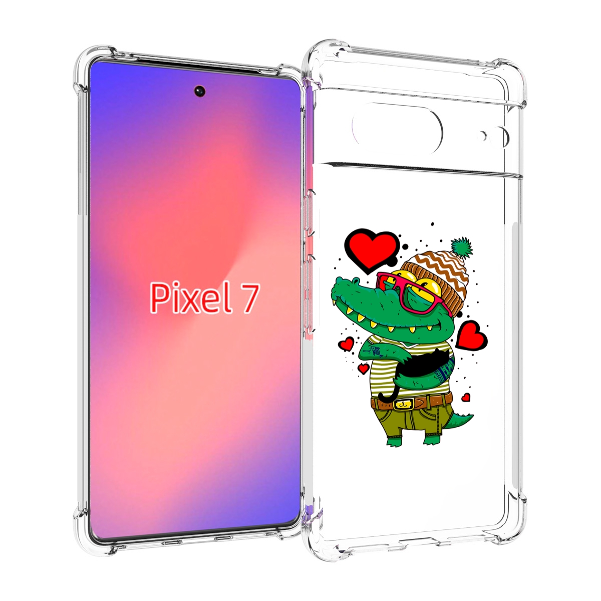

Чехол Mypads Влюбленный Крокодил Для Google Pixel 7, Прозрачный, Tocco