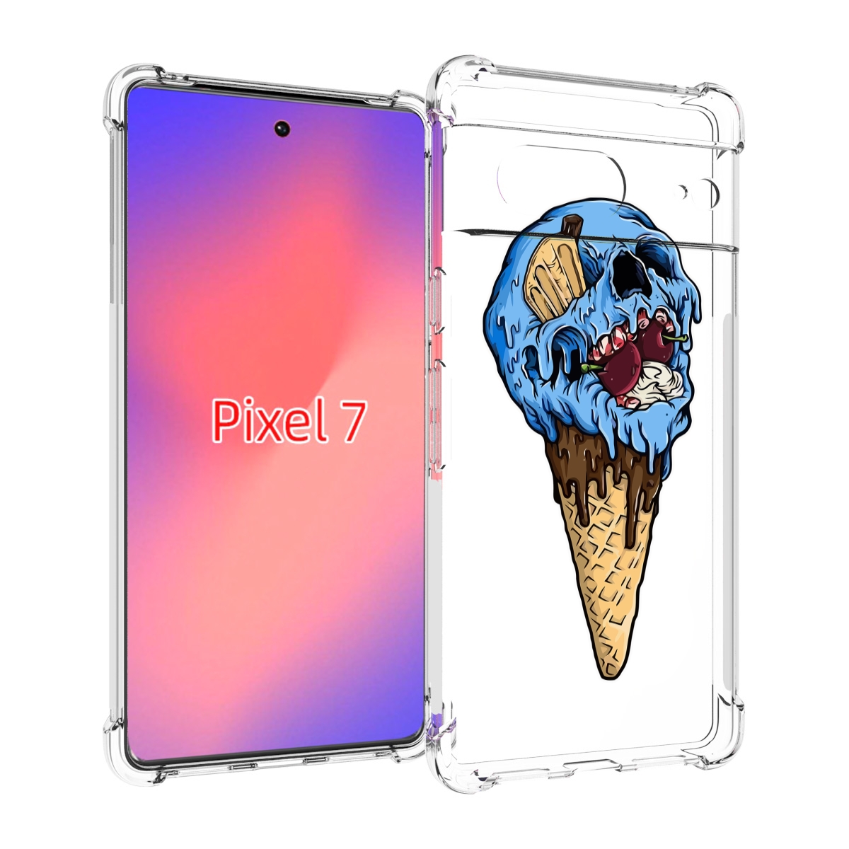 

Чехол Mypads Мороженное Череп Для Google Pixel 7, Прозрачный, Tocco