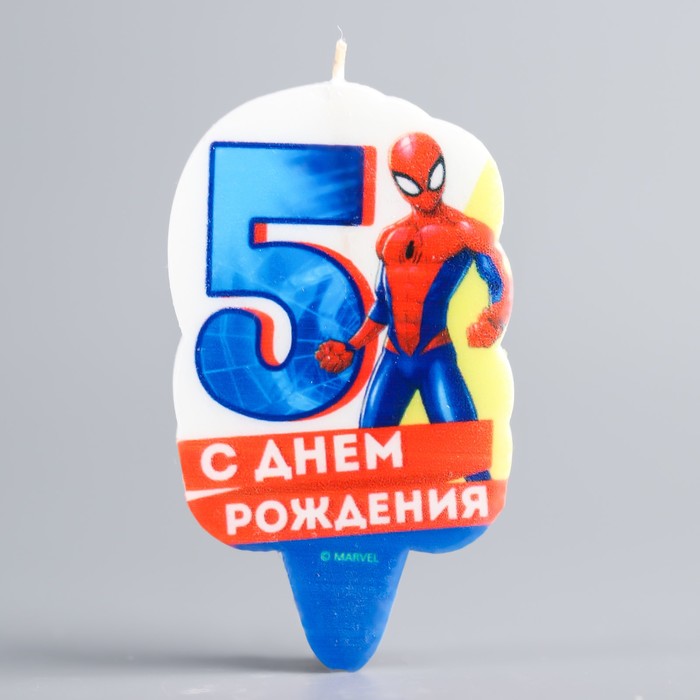 

Свеча в торт 5 "С Днем Рождения", Человек-паук, Разноцветный